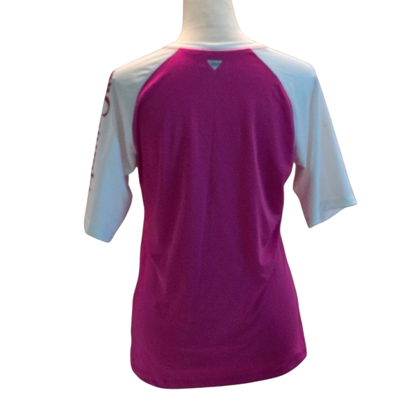 Columbia PFG Omni-Shade Women's M Pink and White Raglan Sleeve Sportswear Top - Picture 4 of 12